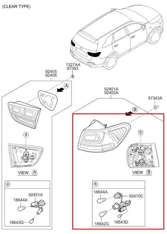 2015-2018 Kia Sorento EX Rear Left Driver Side Outer Tail Light Lamp 92401-C6000 - Alshned Auto Parts