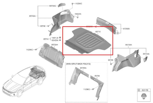 21-24 Kia K5 GTLine AWD Rear Trunk Cargo Floor Carpet Liner Mat 85710L3400 OEM - Alshned Auto Parts
