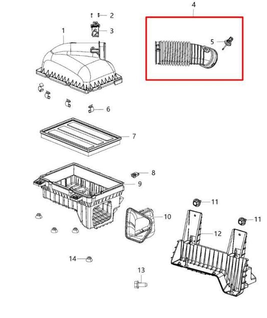 2014-18 Ram 2500 Tradesman Crew Cab 6.4L Air Intake Cleaner Duct Tube w/ Sensor - Alshned Auto Parts