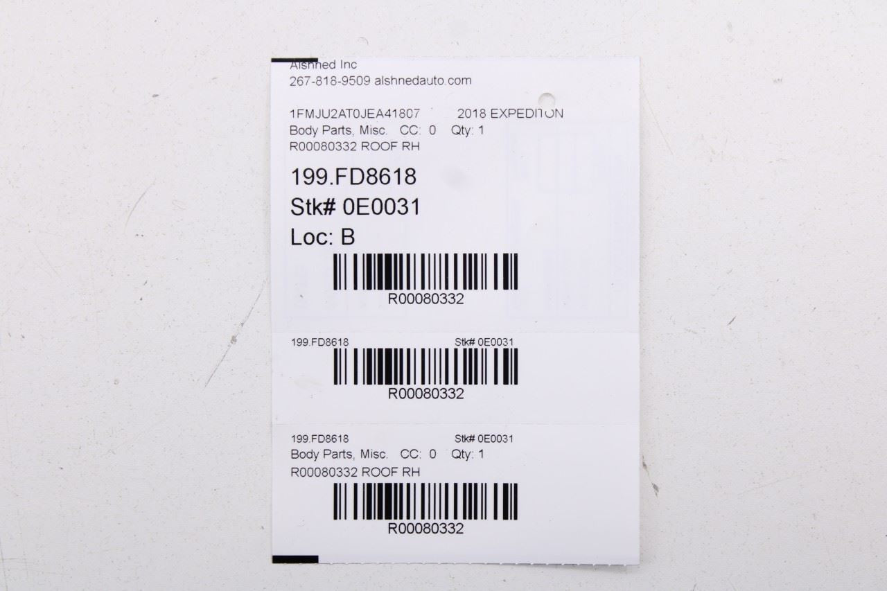 18-24 Ford Expedition Limited Front Right Exterior Roof Molding JL1B-7850462-AEW - Alshned Auto Parts