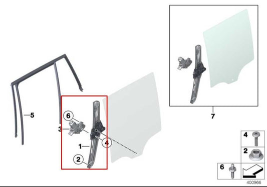 20112017 BMW X3 xDrive28i Rear Right Door Window Regulator w/ Motor 51357355640 - Alshned Auto Parts
