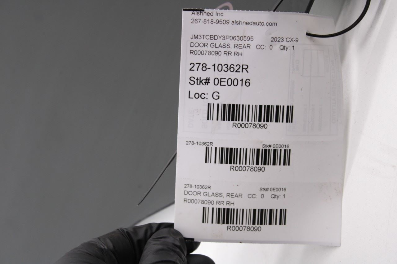 2016-2023 Mazda CX-9 Grand Touring Rear Right Door Window Glass TK48-72-510A12