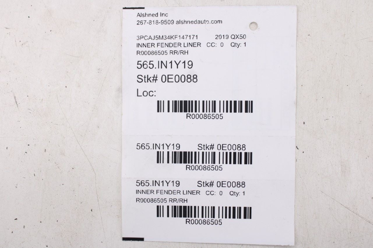 2019-2025 Infiniti QX50 ESSENTIAL Rear Right Side Wheelhouse Liner Splash Shield13