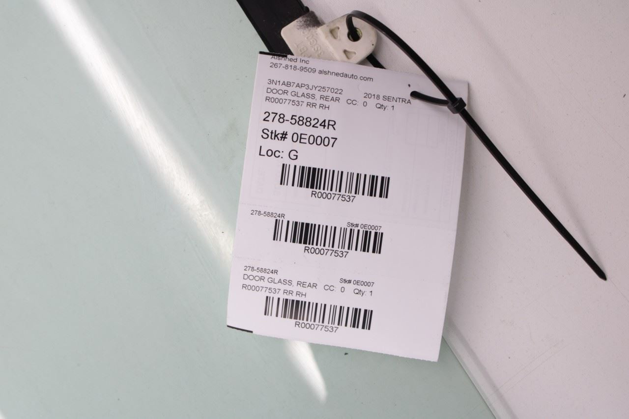 2013-2019 Nissan Sentra SL Rear Right Side Door Window Glass 823003SG0A OEM - Alshned Auto Parts