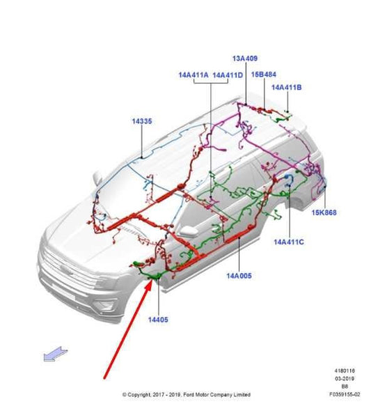 2018-2019 Ford Expedition Frame Chassis Rear Lamps Wire Harness JL1T-14405-ACK - Alshned Auto Parts