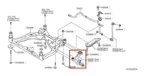 15-24 Nissan Murano Platinum AWD Front Right Side Lower Control Arm 54500-5AA0B - Alshned Auto Parts