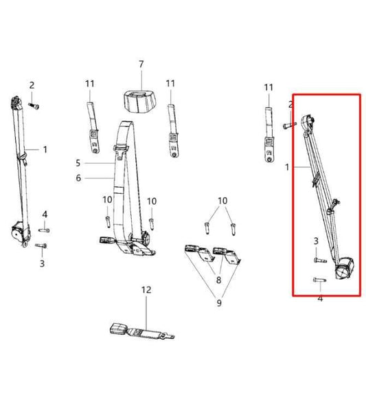 2013-18 Ram 2500 Tradesman Crew Cab Rear Driver Left 2nd Row Seat Belt Retractor - Alshned Auto Parts