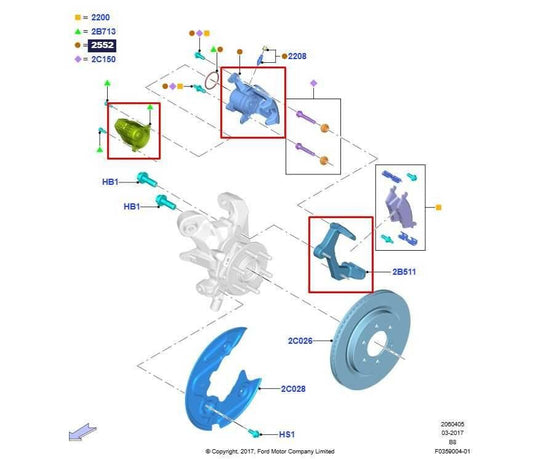 2018-2021 Ford Expedition Limited Rear Right Side Brake Disc Caliper JL1Z2552B - Alshned Auto Parts
