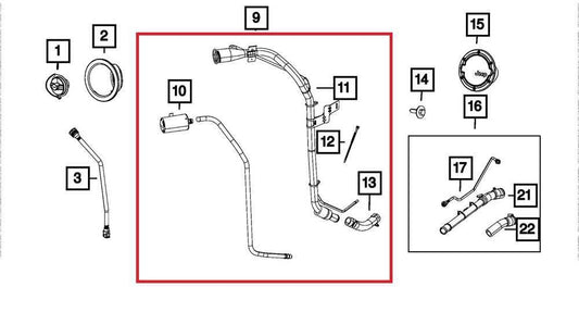 2012-17 Jeep Wrangler Sport 2dr 3.6L Fuel Filler Neck Hose Tube Pipe 52059821AS - Alshned Auto Parts