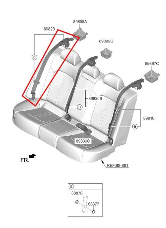 21-24 Kia K5 GTLine 1.6L Rear Passenger Right Side 2nd Row Seat Belt Retractor - Alshned Auto Parts