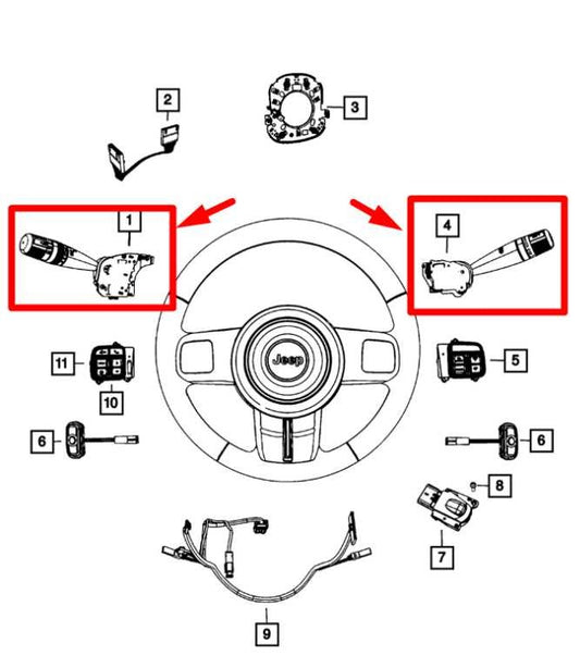 2011-18 Jeep Wrangler Steering Column Turn Signal Wiper Switch 68015101AG *ReaD* - Alshned Auto Parts