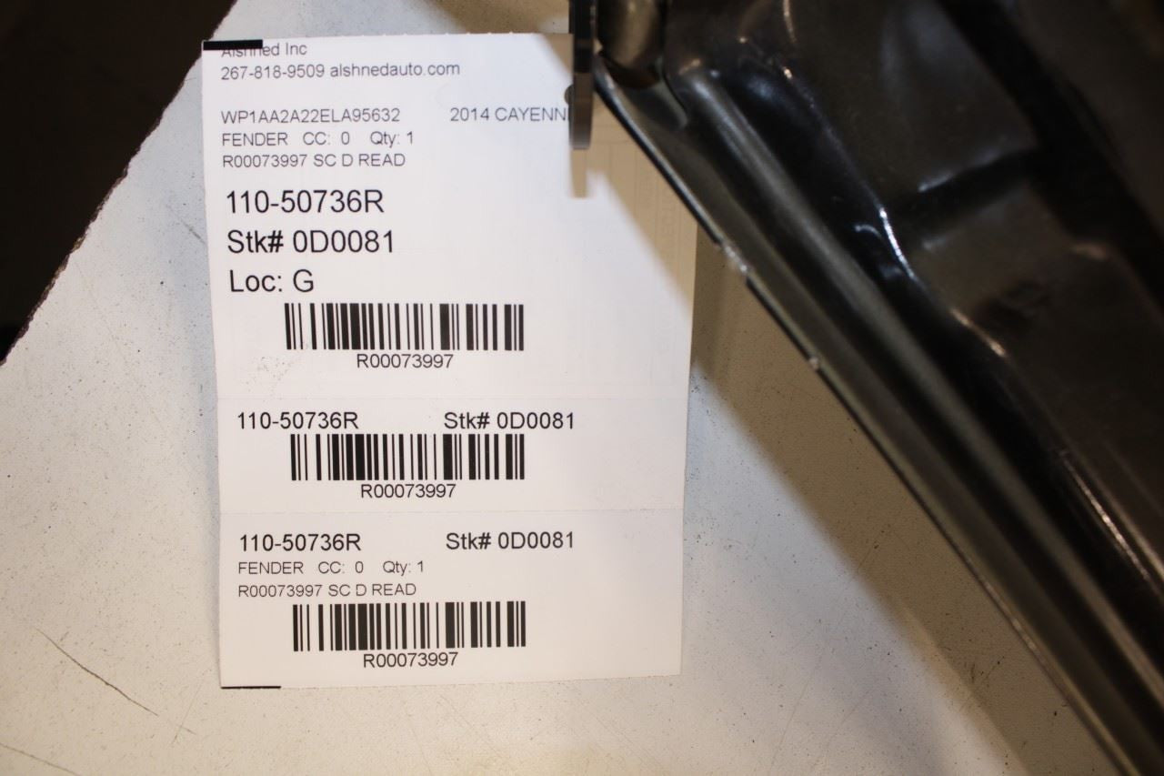 2011-2014 Porsche Cayenne Platinum Front Right Fender Panel 958821102GRV *ReaD* - Alshned Auto Parts