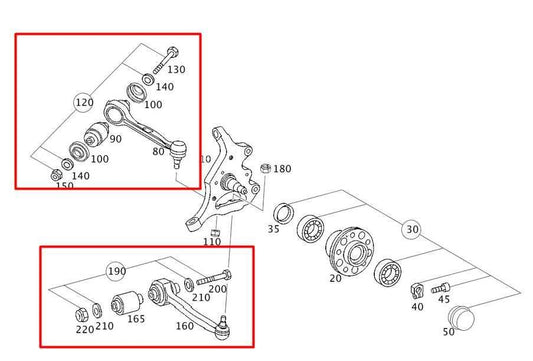 06-09 Mercedes-Benz CLK 350 RWD Front Right Side Upper and Lower Control Arm Set - Alshned Auto Parts