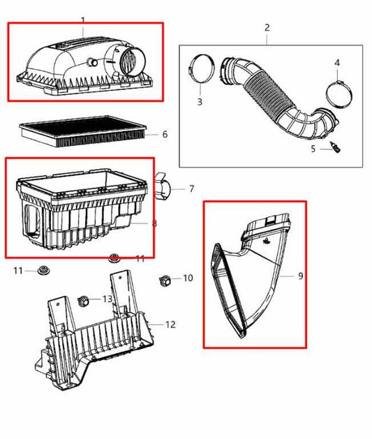 201117 Ram 1500 Big Horn 5.7L Air Intake Assembly w/ Air Inlet Duct Tube *ReaD* - Alshned Auto Parts