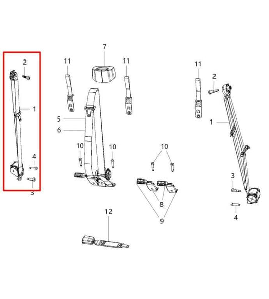 2013-18 Ram 2500 Tradesman Crew Cab Rear Right Side 2nd Row Seat Belt Retractor - Alshned Auto Parts
