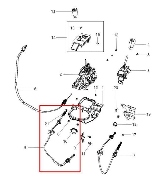 2016-18 Jeep Wrangler Sport 2dr Auto Transmission Gear Shift Lever Control Cable - Alshned Auto Parts