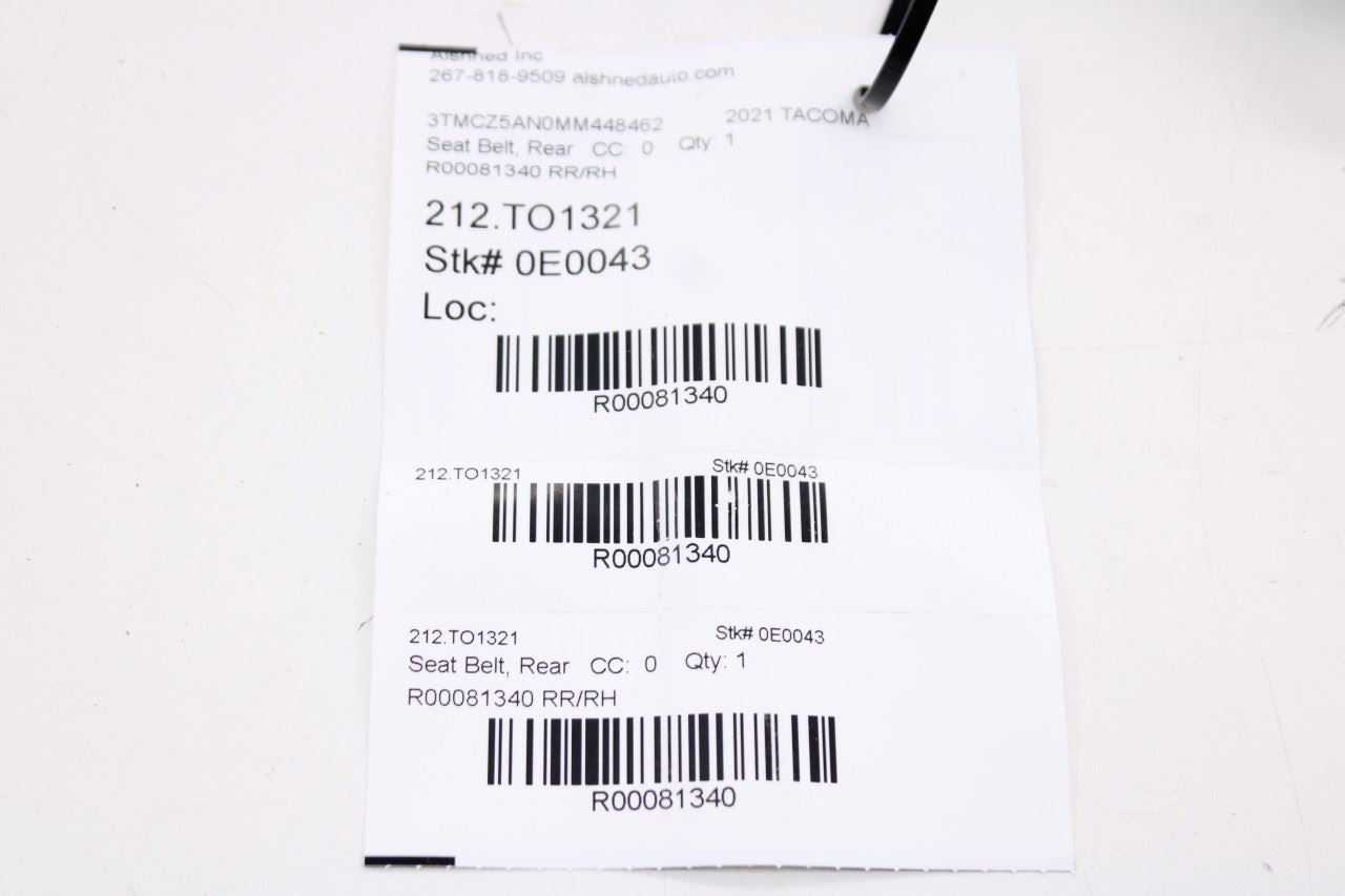 2015-23 Toyota Tacoma SR5 Double Cab Rear Right Side 2nd Row Seat Belt Retractor10