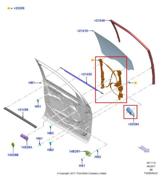 2018-25 Ford Expedition Limited Front Right Side Door Window Regulator w/ Motor - Alshned Auto Parts