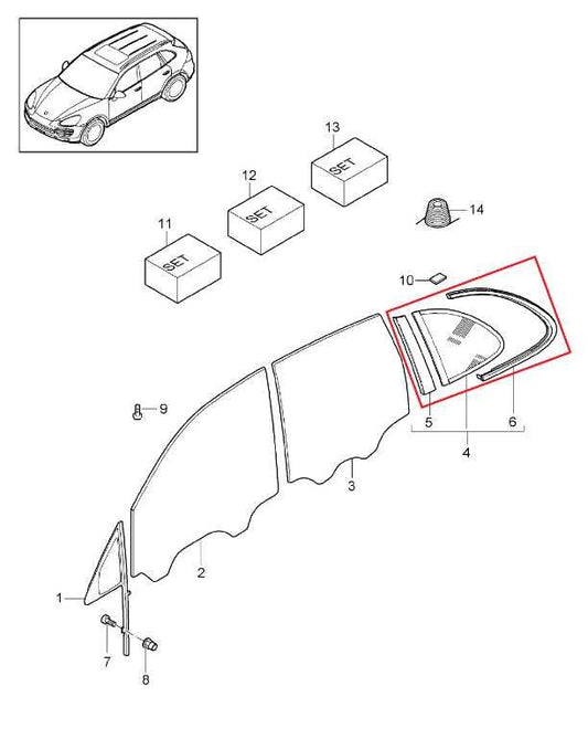 2011-2018 Porsche Cayenne S Rear Right Quarter Window Fixed Glass 95884529803 - Alshned Auto Parts