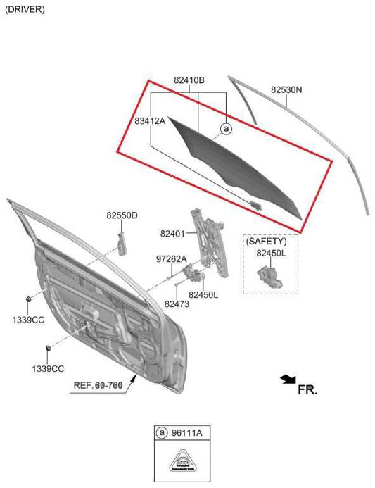 2019-2021 Hyundai Veloster Front Left Door Window Movable Glass 82410-J3000 OEM - Alshned Auto Parts
