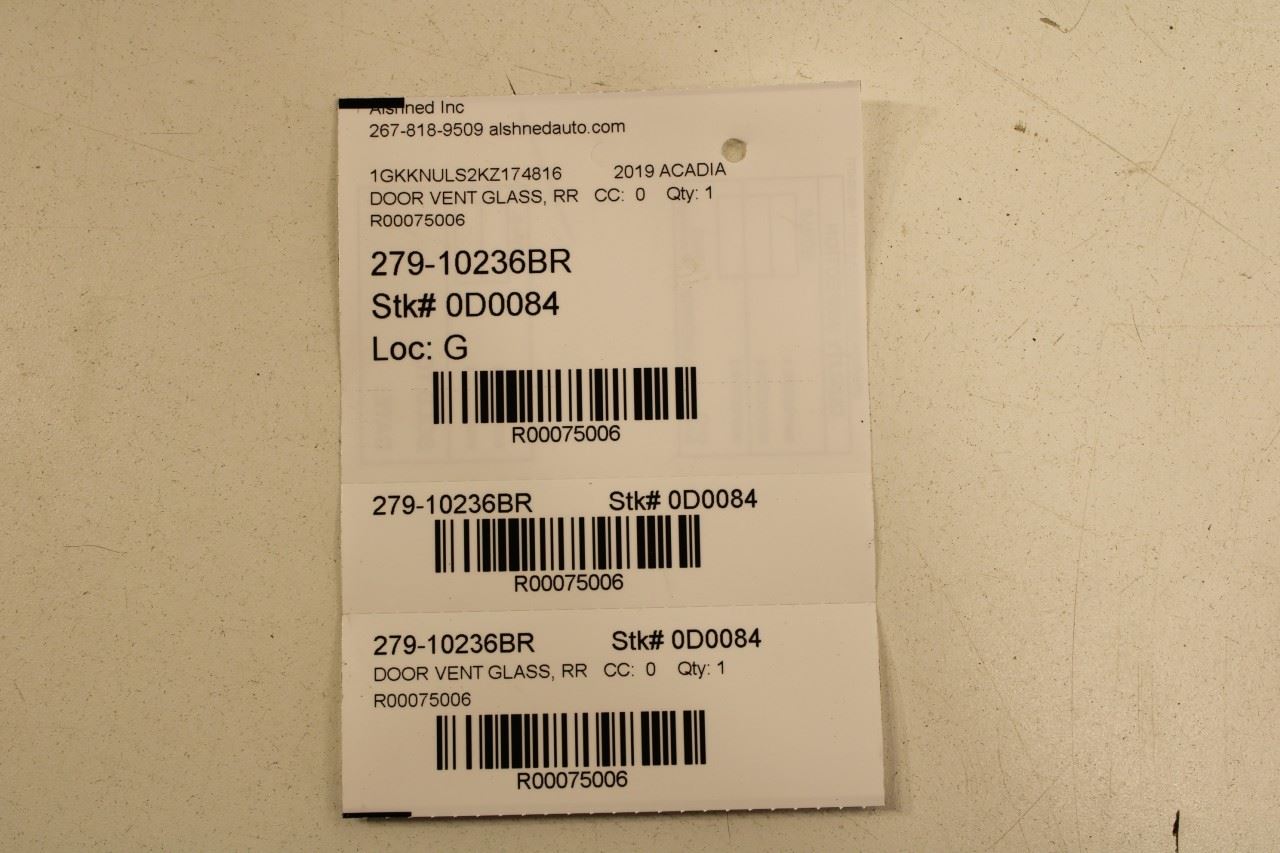 17-23 GMC Acadia SLT-1 Rear RH Door Vent Glass Run Channel w/ Belt Molding Seal - Alshned Auto Parts