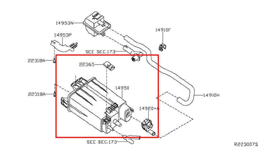 03-18 Nissan Altima 2.5L Fuel Vapor Evaporator Emission Canister 14950-7Y000 OEM - Alshned Auto Parts