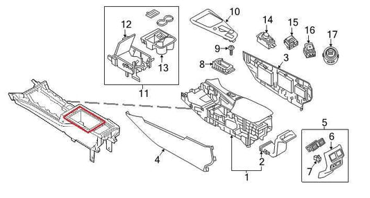 19-25 Infiniti QX50 Luxe Center Floor Console Storage Bin Compartment 18040330X - Alshned Auto Parts