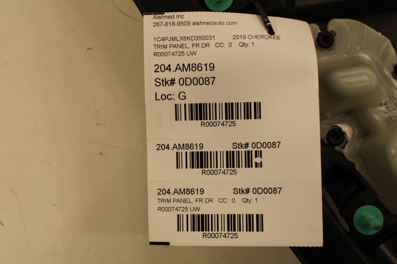2019-20 Jeep Cherokee Latitude Front Right Passenger Door Trim Panel 6CH781X9AB - Alshned Auto Parts