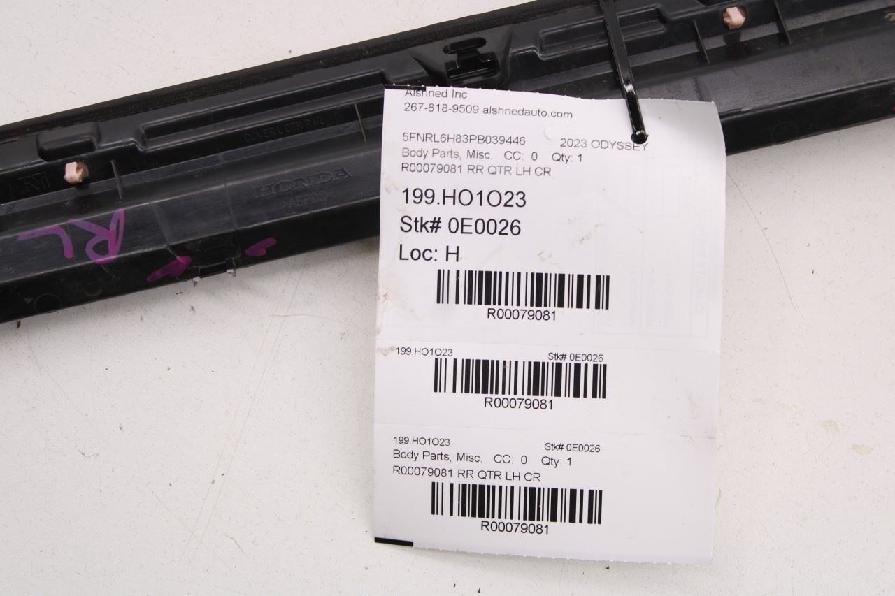 18-26 Honda Odyssey Touring Rear Left Slide Door Central Rail Cover Trim *ReaD* - Alshned Auto Parts