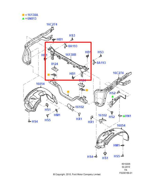 11-16 Ford F250 Lariat Crew Cab 6.2L Front Radiator Upper Support Tie Bar *ReaD* - Alshned Auto Parts
