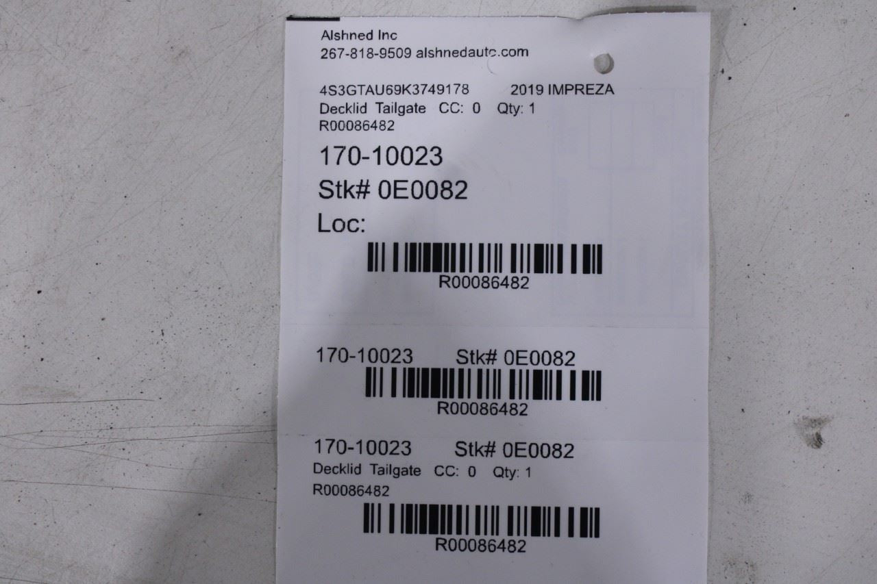 17-19 Subaru Impreza 2.0I Limited Liftgate Tailgate Back Door Assy 60809FL00A9P - Alshned Auto Parts