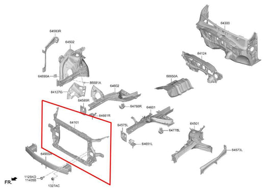 2021-23 Hyundai Santa Fe SEL 2.5L Front Radiator Core Support 64101-S2500 *ReaD* - Alshned Auto Parts