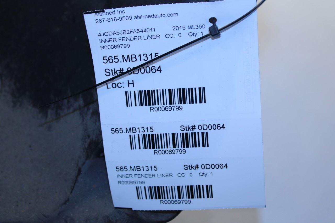 2012-15 Mercedes-Benz ML350 Rear Right Wheelhouse Liner Splash Shield 1668841422 - Alshned Auto Parts