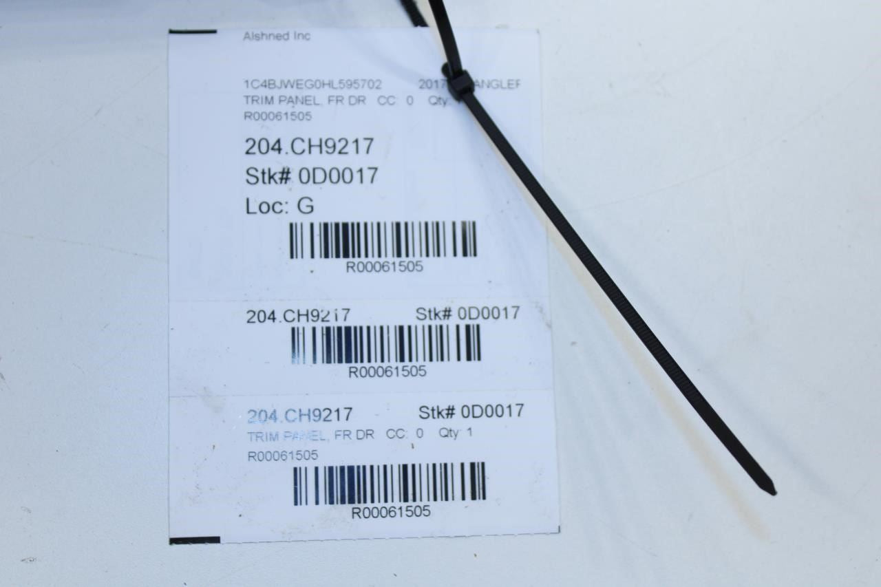 2011-2017 Jeep Wrangler Sahara Front Right Passenger Door Trim Panel 1QJ36DX9AG - Alshned Auto Parts