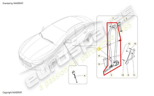 2014-21 Maserati Ghibli S Q4 3.0L AWD Front Driver Left Side Seat Belt Retractor - Alshned Auto Parts