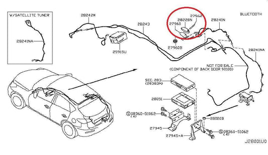 2014-2017 Infiniti QX50 Roof Exterior Satellite Antenna 28208-1UR5A OEM - Alshned Auto Parts