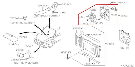 14-18 Subaru Forester 2.5L Right Condenser Cooling Fan Motor Assembly 73310SG000 - Alshned Auto Parts