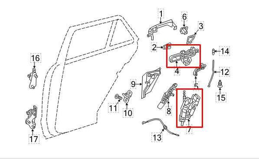 2006-15 Mercedes-Benz ML350 Rear Right Door Lock Latch Actuator w/ Handle Base - Alshned Auto Parts
