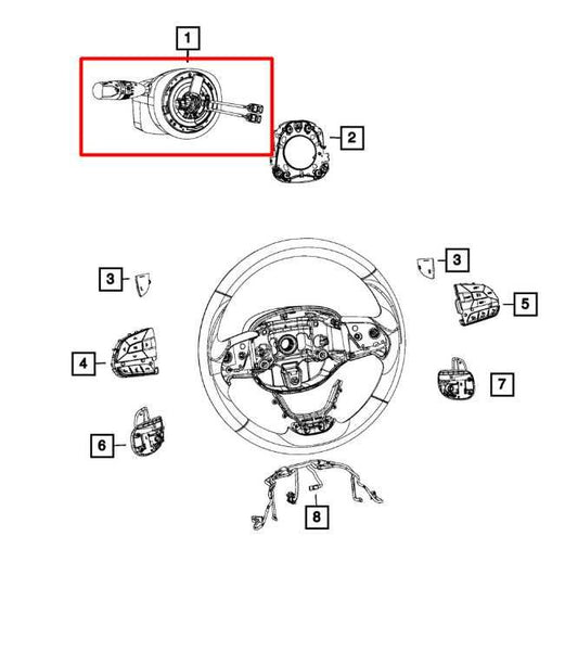 2014-15 Jeep Grand Cherokee Steering Column Turn Signal Wiper Switch 1NJ75DX9AC - Alshned Auto Parts