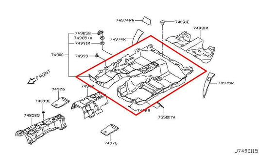 14-18 Infiniti Q50 Premium 3.0L RWD Floor Interior Carpet Liner Mat 74901-4HB0B - Alshned Auto Parts