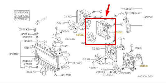 2007-2014 Subaru Legacy 2.5L Left Radiator Cooling Fan Motor Assy 45122AG02C OEM - Alshned Auto Parts