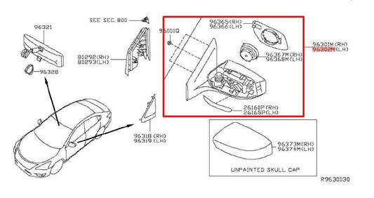 2013-2016 Nissan Sentra S 1.8L Driver Left Side Rear View Mirror 96302-3SG0B OEM - Alshned Auto Parts