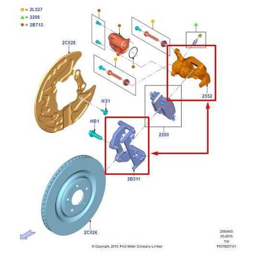 20-25 Ford Explorer ST Rear Right Passenger Side Brake Disc Caliper L1MZ-2552-K - Alshned Auto Parts