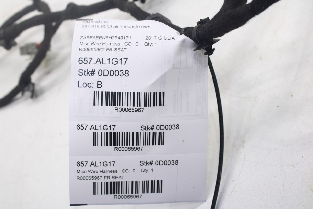 2017-19 Alfa Romeo Giulia Ti AWD Front Left Driver Side Seat Wire Harness R65967 - Alshned Auto Parts