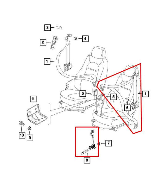 2015-2022 RAM Promaster City Front Left Side Seat Belt Retractor 5YG70LXHAA OEM - Alshned Auto Parts