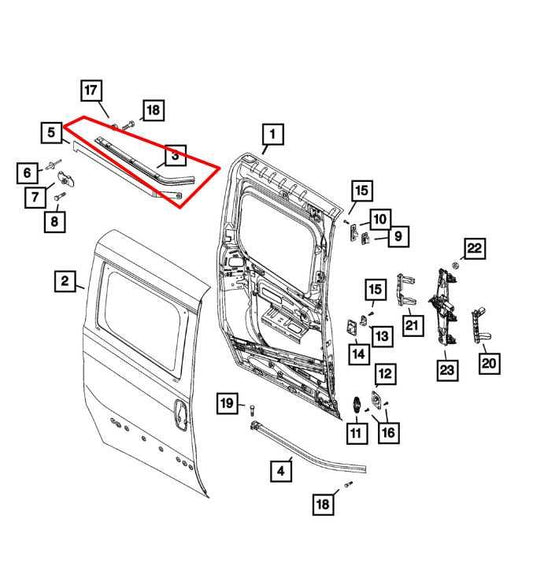 15-21 RAM Promaster City Rear RH Side Sliding Door Upper Guide Track 68266540AA - Alshned Auto Parts