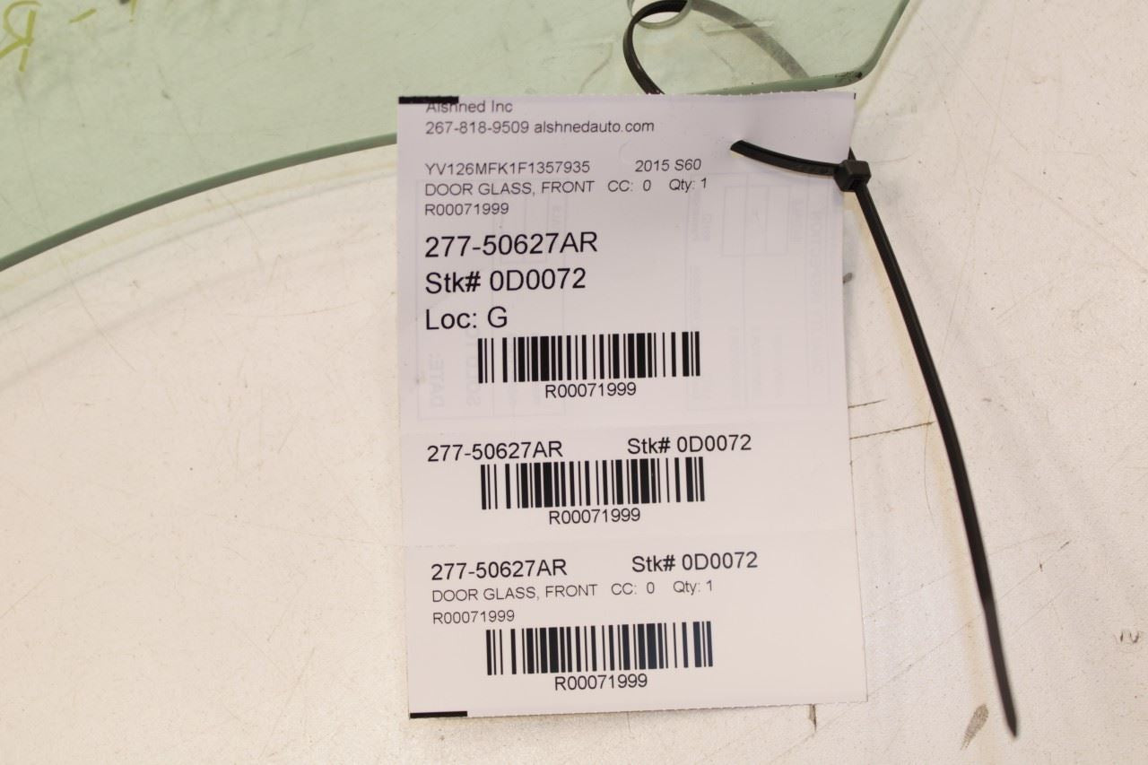 2015-2016 Volvo S60 T5 Premier Front Right Side Door Window Glass 31385415 OEM - Alshned Auto Parts