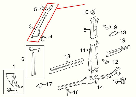 11-18 Volkswagen Jetta Sport Front RH Upper Windshield A-Pillar Trim w/ Speaker - Alshned Auto Parts