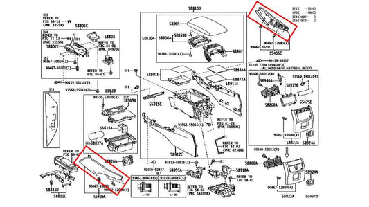 13-16 Lexus GS350 Right and Left Center Console Trim Cover Panel 55435-30281-F0 - Alshned Auto Parts