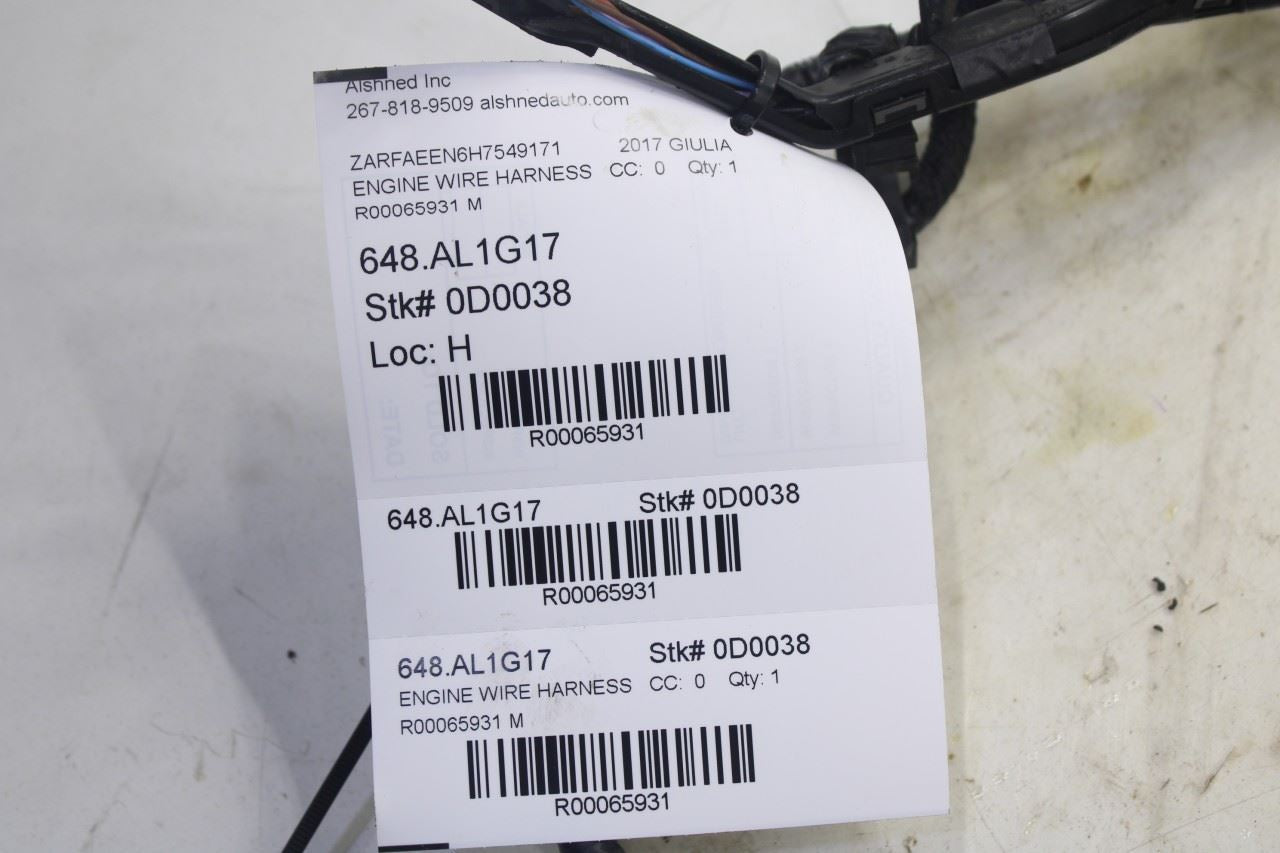 2017-2022 Alfa Romeo Giulia Ti 2.0L AWD Engine Wiring Harness R65931 *ReaD* - Alshned Auto Parts